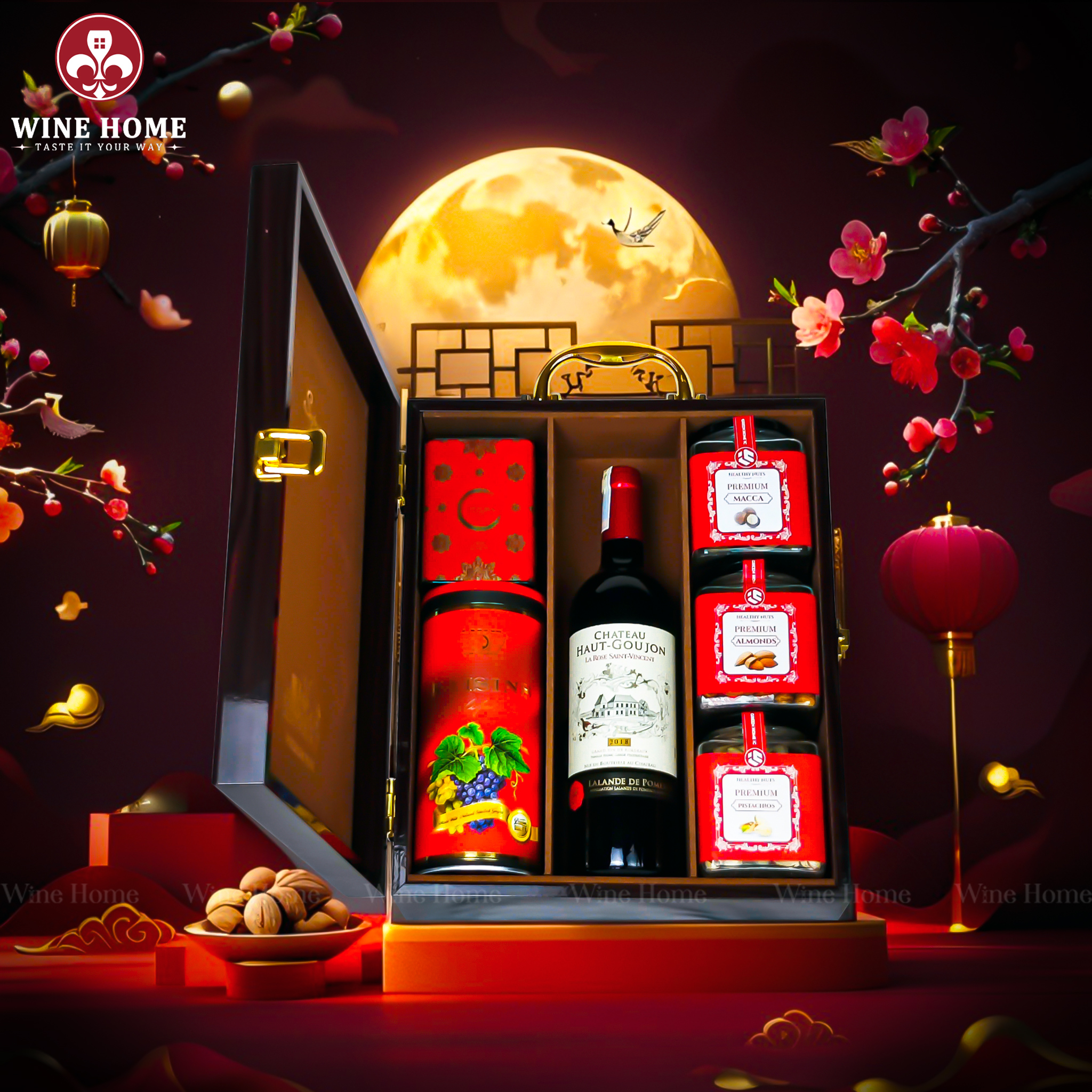 Hộp Quà Tết 2026 - Quà Tặng Doanh Nghiệp Cao Cấp Hộp Quà Tết 2026 Hộp Gỗ Sơn Mài 3 Ngăn Nâu 05