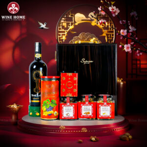 Hộp Quà Tết 2026 Hộp Gỗ Sơn Mài 3 Ngăn Nâu 04