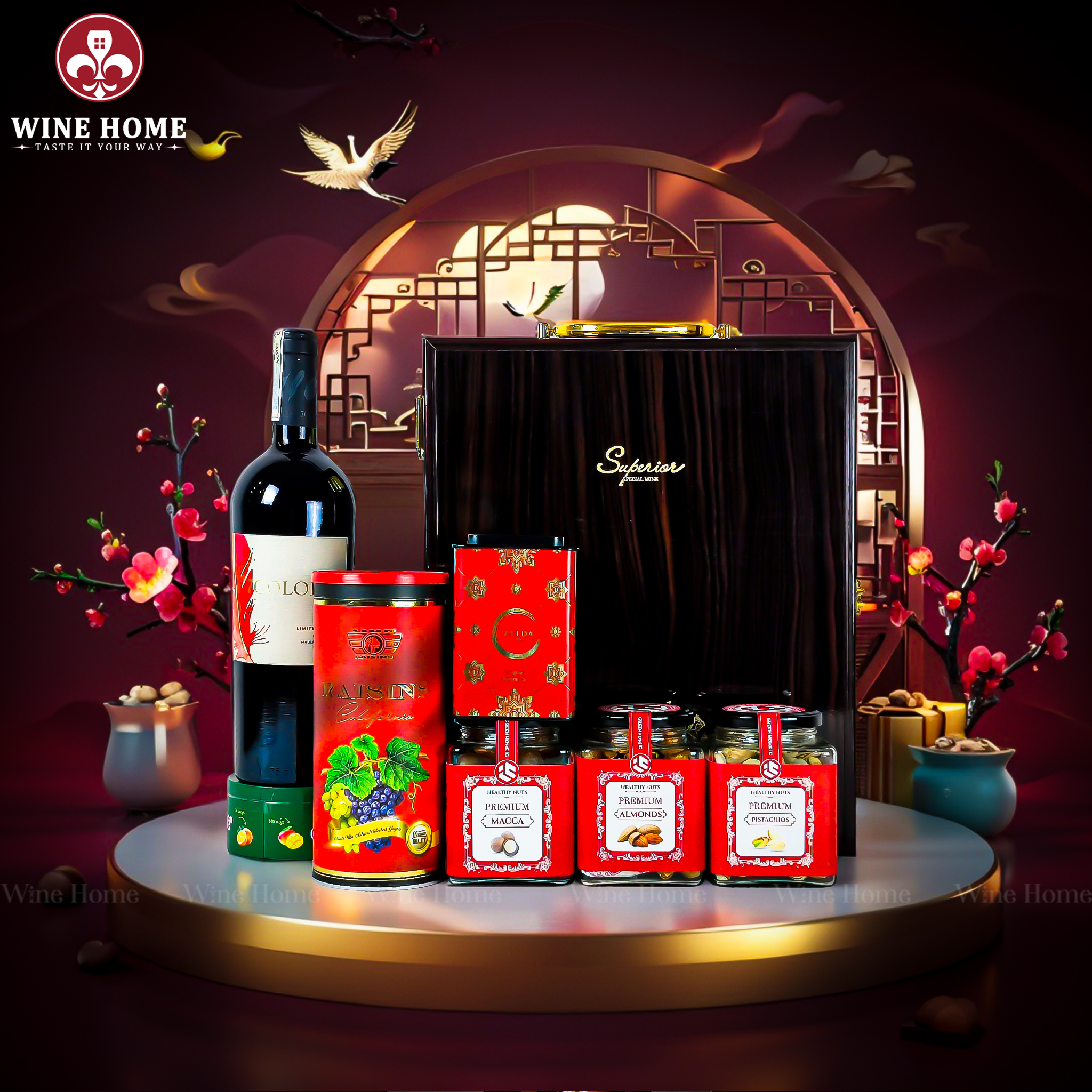 Hộp Quà Tết 2026 - Quà Tặng Doanh Nghiệp Cao Cấp Hộp Quà Tết 2026 Hộp Gỗ Sơn Mài 3 Ngăn Nâu 06