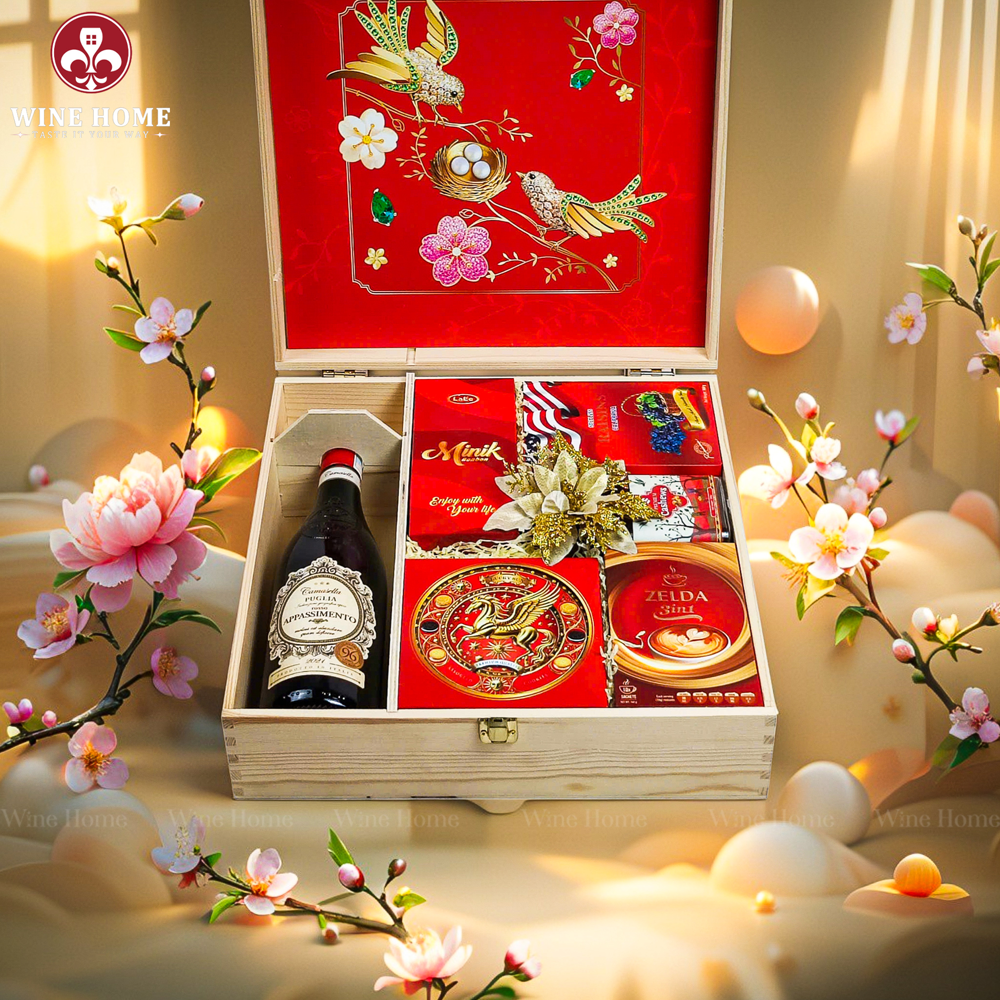 Hộp Quà Tết 2026 - Quà Tặng Doanh Nghiệp Cao Cấp Hộp Quà Tết Xuân Như Ý Hộp Gỗ Đỏ 09
