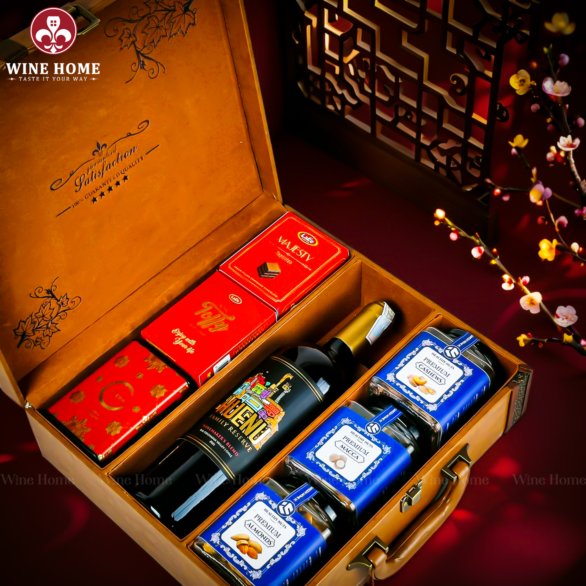 Hộp Quà Tết 2026 - Quà Tặng Doanh Nghiệp Cao Cấp Hộp Quà Tết 2026 Hộp 3 Ngăn Da Nâu Classic 08