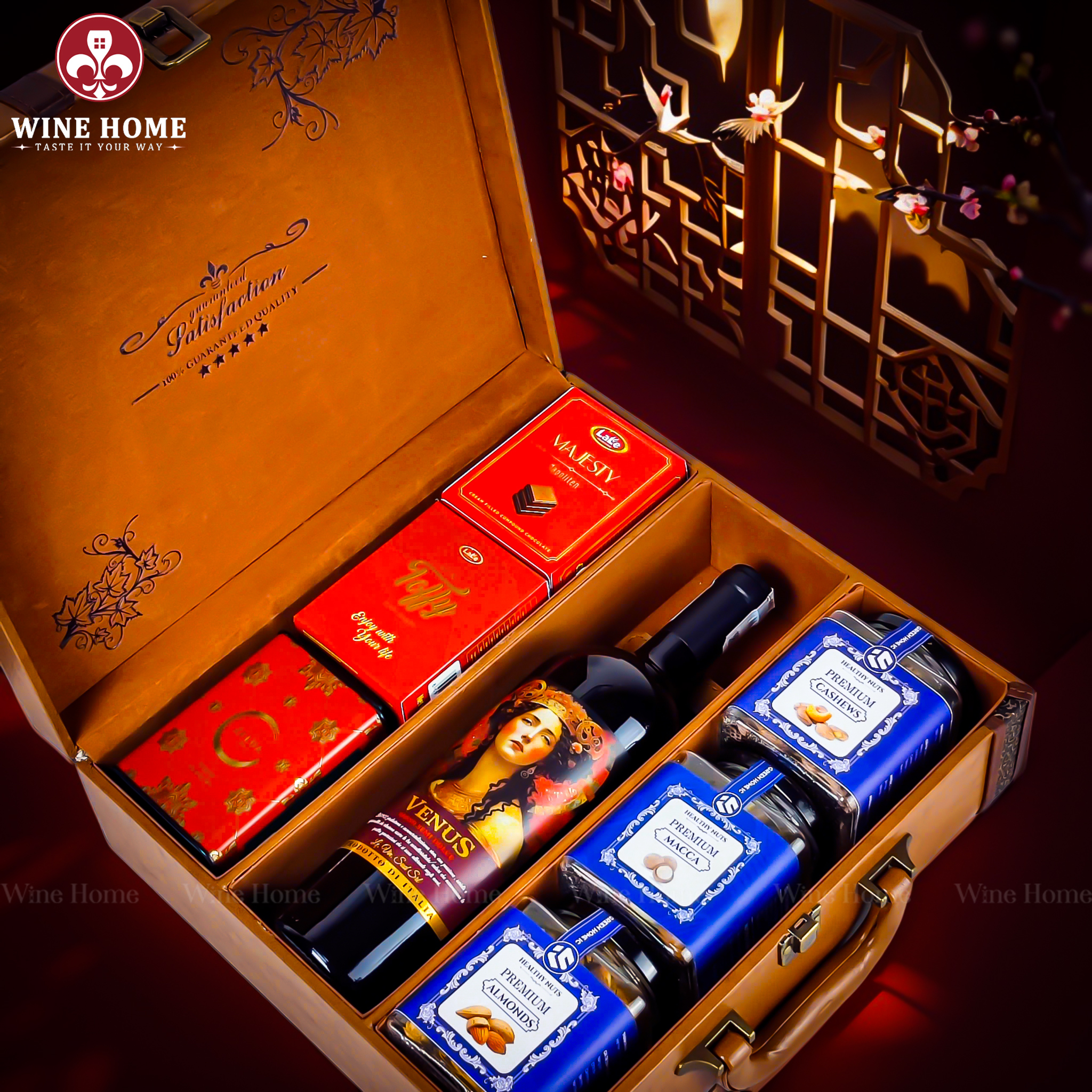 Hộp Quà Tết 2026 - Quà Tặng Doanh Nghiệp Cao Cấp Hộp Quà Tết 2026 Hộp 3 Ngăn Da Nâu Classic 01