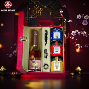 Hộp Quà Tết 2026 Hộp Da Đỏ Quai Xách Dọc 03