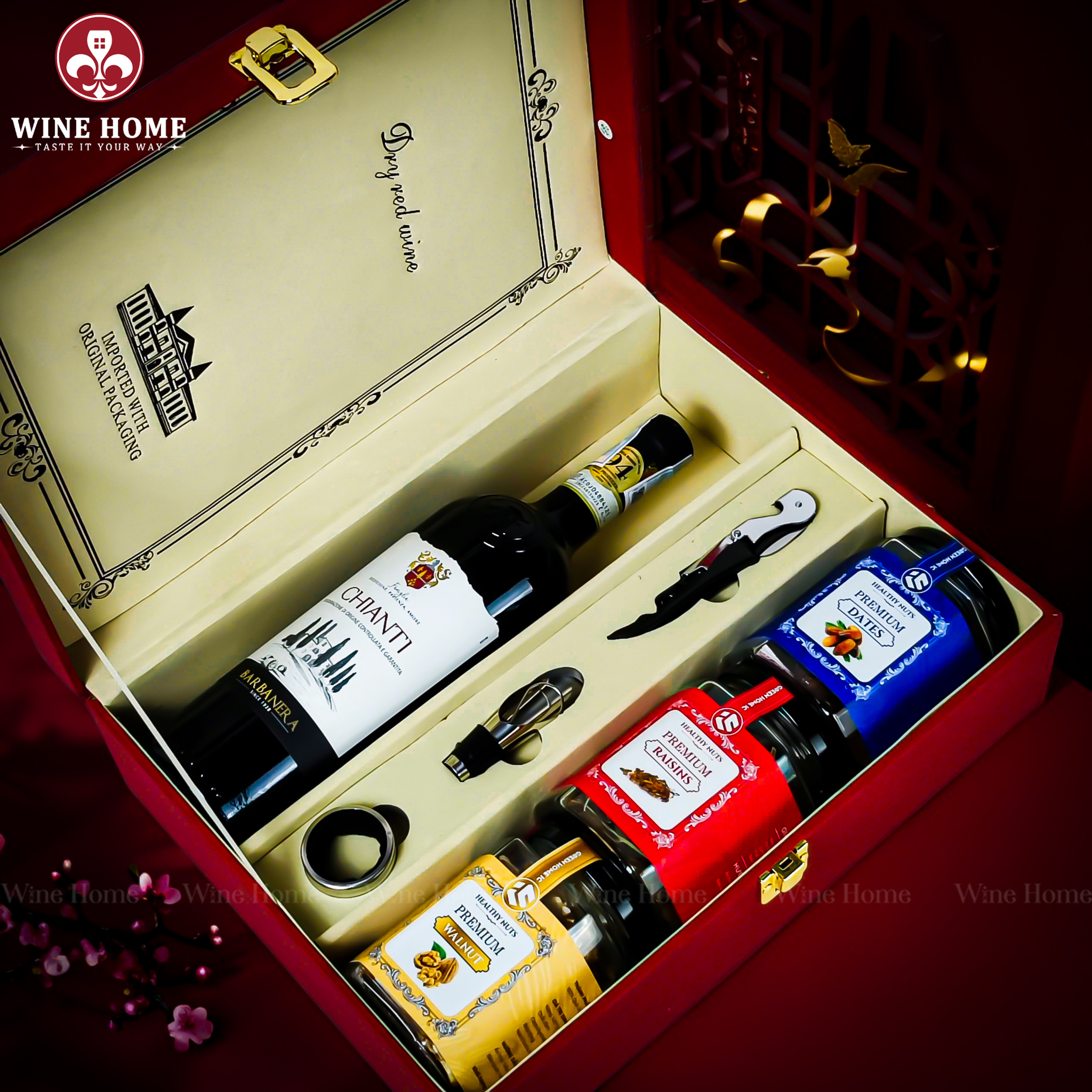 Hộp Quà Tết 2026 - Quà Tặng Doanh Nghiệp Cao Cấp Hộp Quà Tết 2026 Hộp Da Đỏ Quai Xách Dọc 05