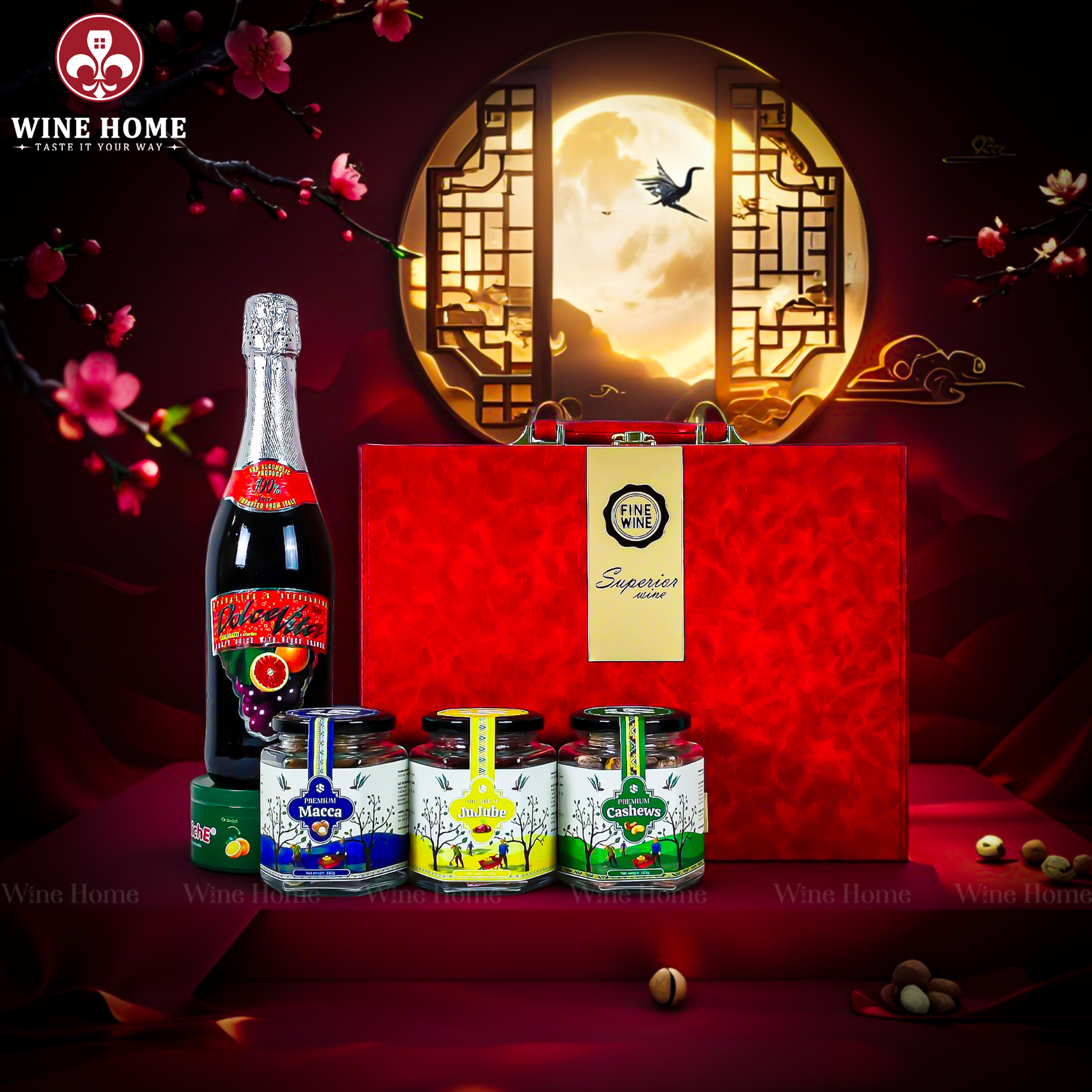 Hộp Quà Tết 2026 - Quà Tặng Doanh Nghiệp Cao Cấp Hộp Quà Tết 2026 Hộp Da Đỏ Quai Ngang 01