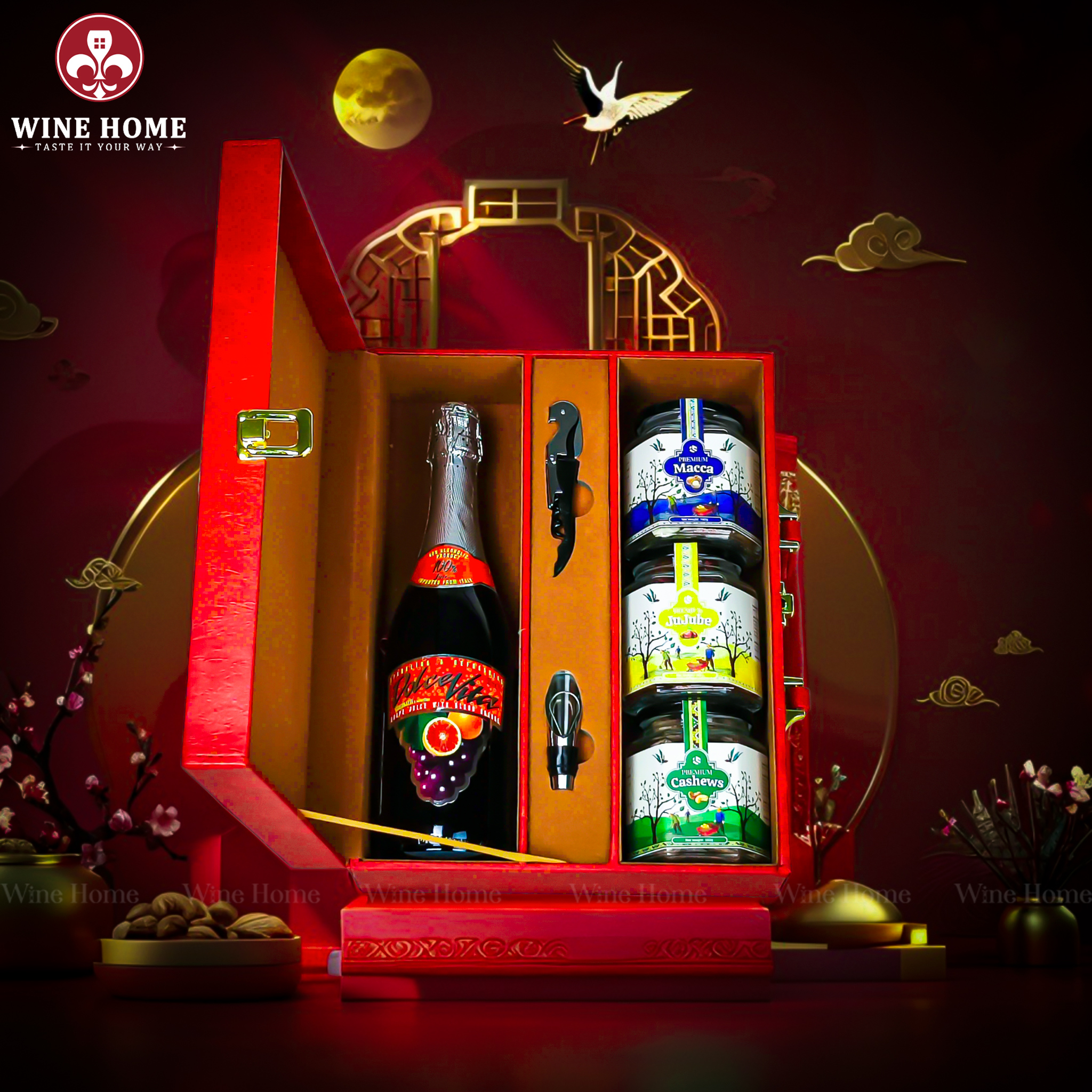 Hộp Quà Tết 2026 - Quà Tặng Doanh Nghiệp Cao Cấp Hộp Quà Tết 2026 Hộp Da Đỏ Quai Ngang 01