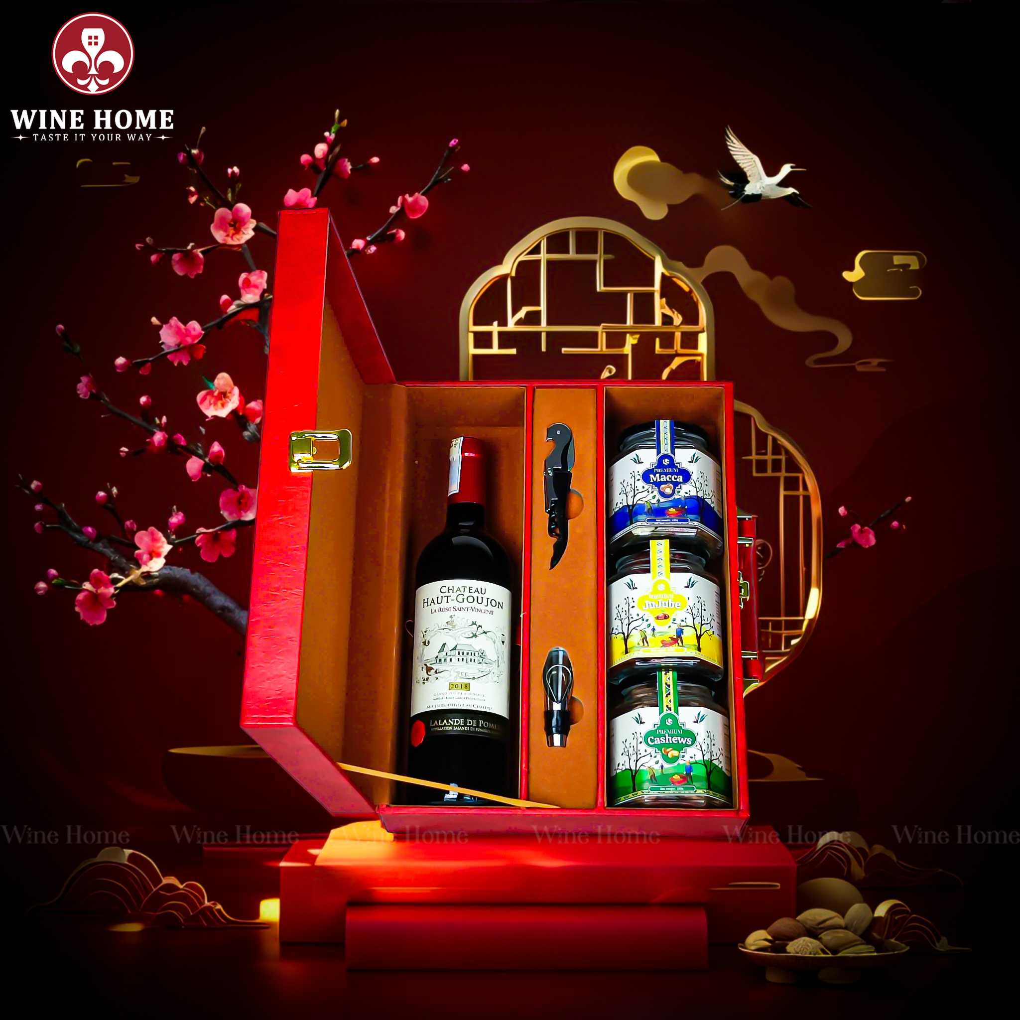 Hộp Quà Tết 2026 - Quà Tặng Doanh Nghiệp Cao Cấp Hộp Quà Tết 2026 Hộp Da Đỏ Quai Ngang 04