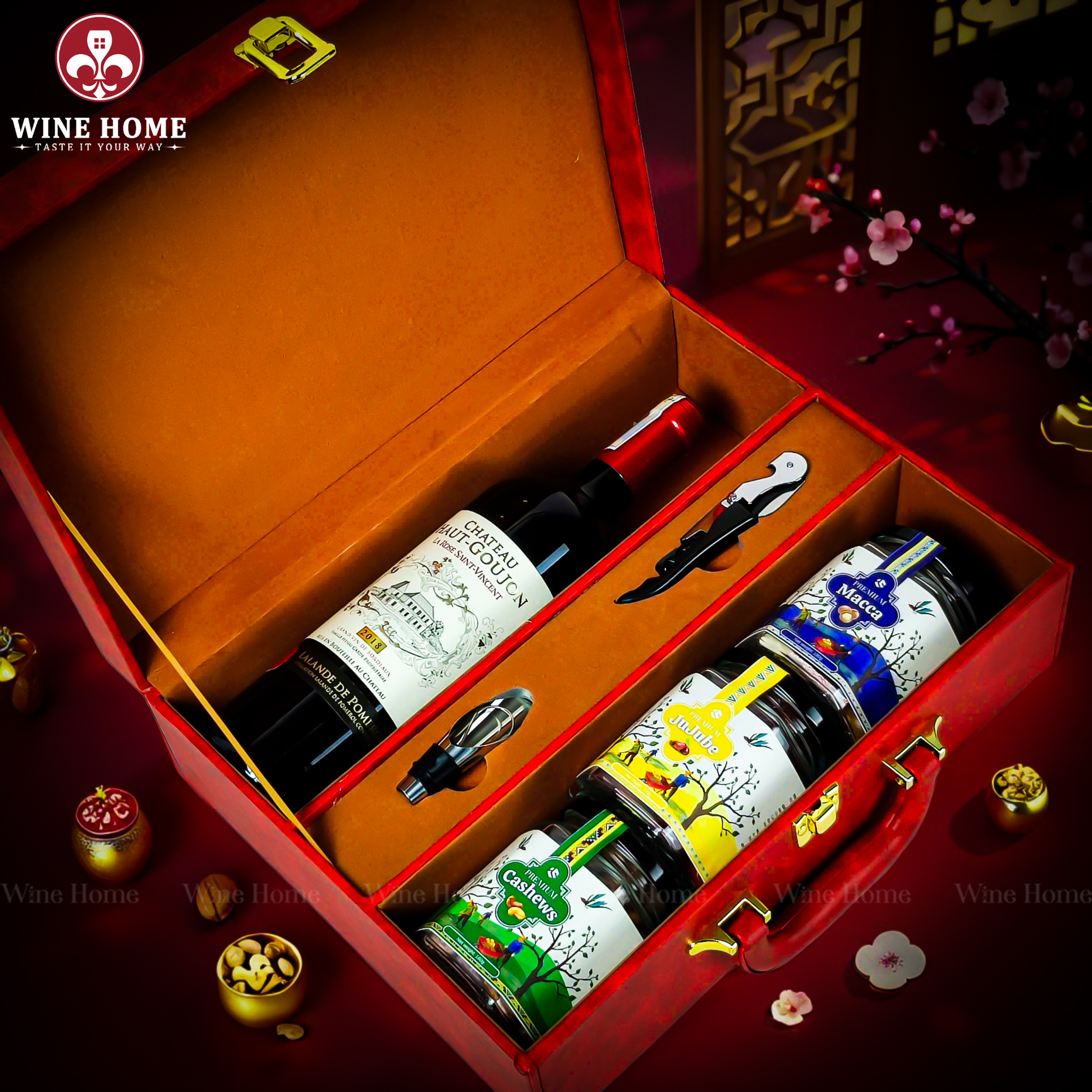 Hộp Quà Tết 2026 - Quà Tặng Doanh Nghiệp Cao Cấp Hộp Quà Tết 2026 Hộp Da Đỏ Quai Ngang 04