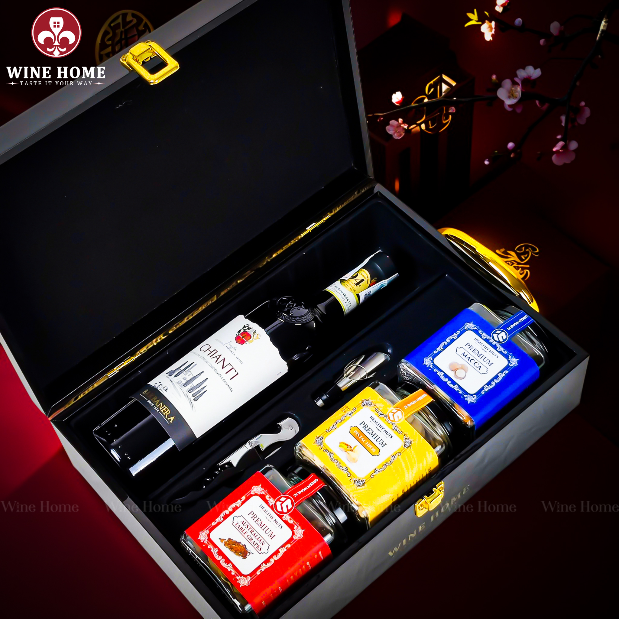 Hộp Quà Tết 2026 - Quà Tặng Doanh Nghiệp Cao Cấp Hộp Quà Tết 2026 Hộp Gỗ Sơn Mài Quai Xách Dọc 01