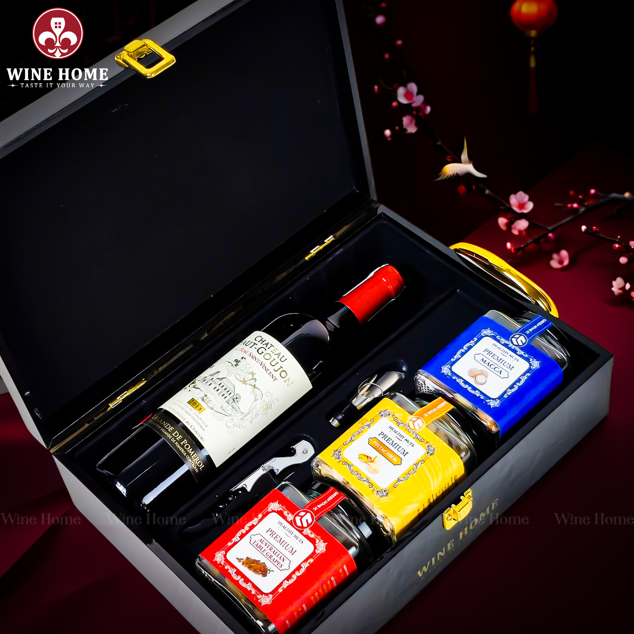 Hộp Quà Tết 2026 - Quà Tặng Doanh Nghiệp Cao Cấp Hộp Quà Tết 2026 Hộp Gỗ Sơn Mài Quai Xách Dọc 08