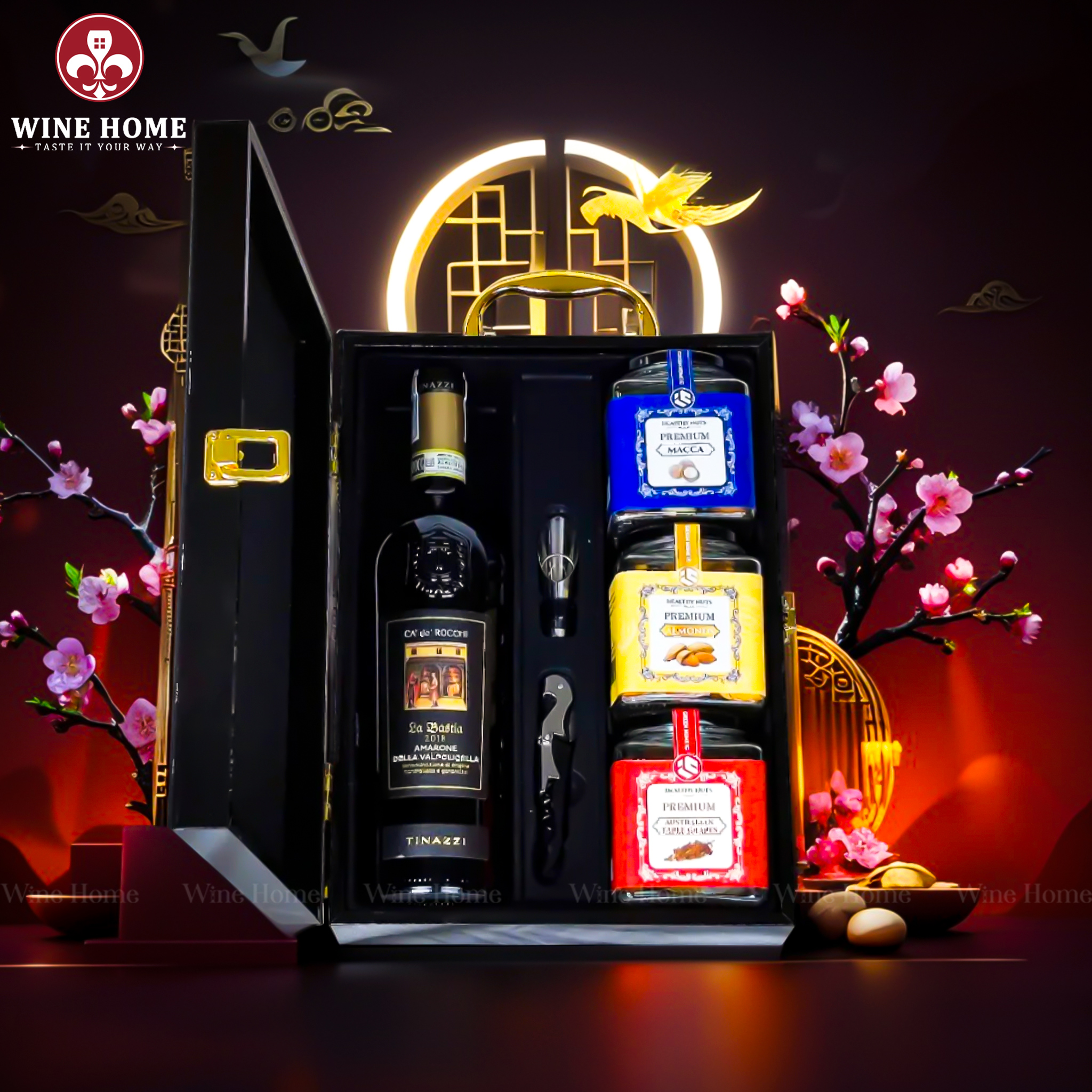 Hộp Quà Tết 2026 - Quà Tặng Doanh Nghiệp Cao Cấp Hộp Quà Tết 2026 Hộp Gỗ Sơn Mài Quai Xách Dọc 13