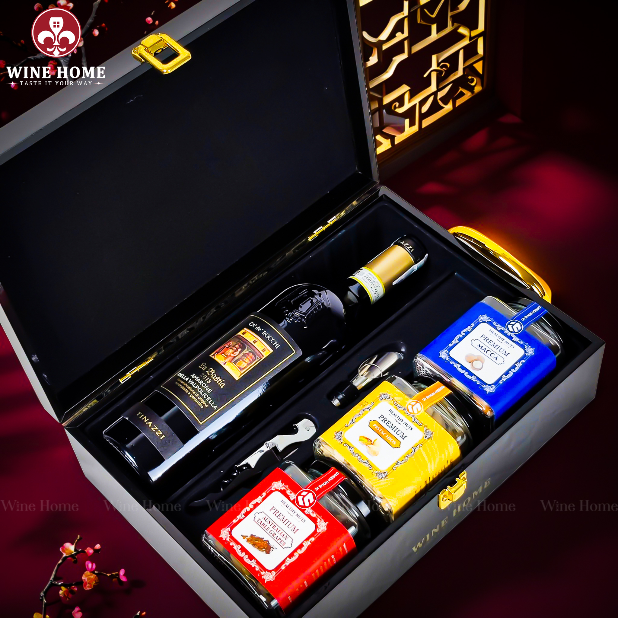 Hộp Quà Tết 2026 - Quà Tặng Doanh Nghiệp Cao Cấp Hộp Quà Tết 2026 Hộp Gỗ Sơn Mài Quai Xách Dọc 13