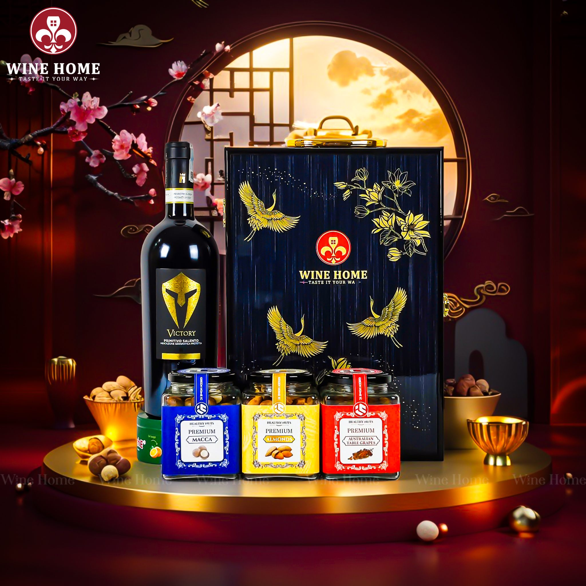 Hộp Quà Tết 2026 - Quà Tặng Doanh Nghiệp Cao Cấp Hộp Quà Tết 2026 Hộp Gỗ Sơn Mài Quai Xách Dọc 05