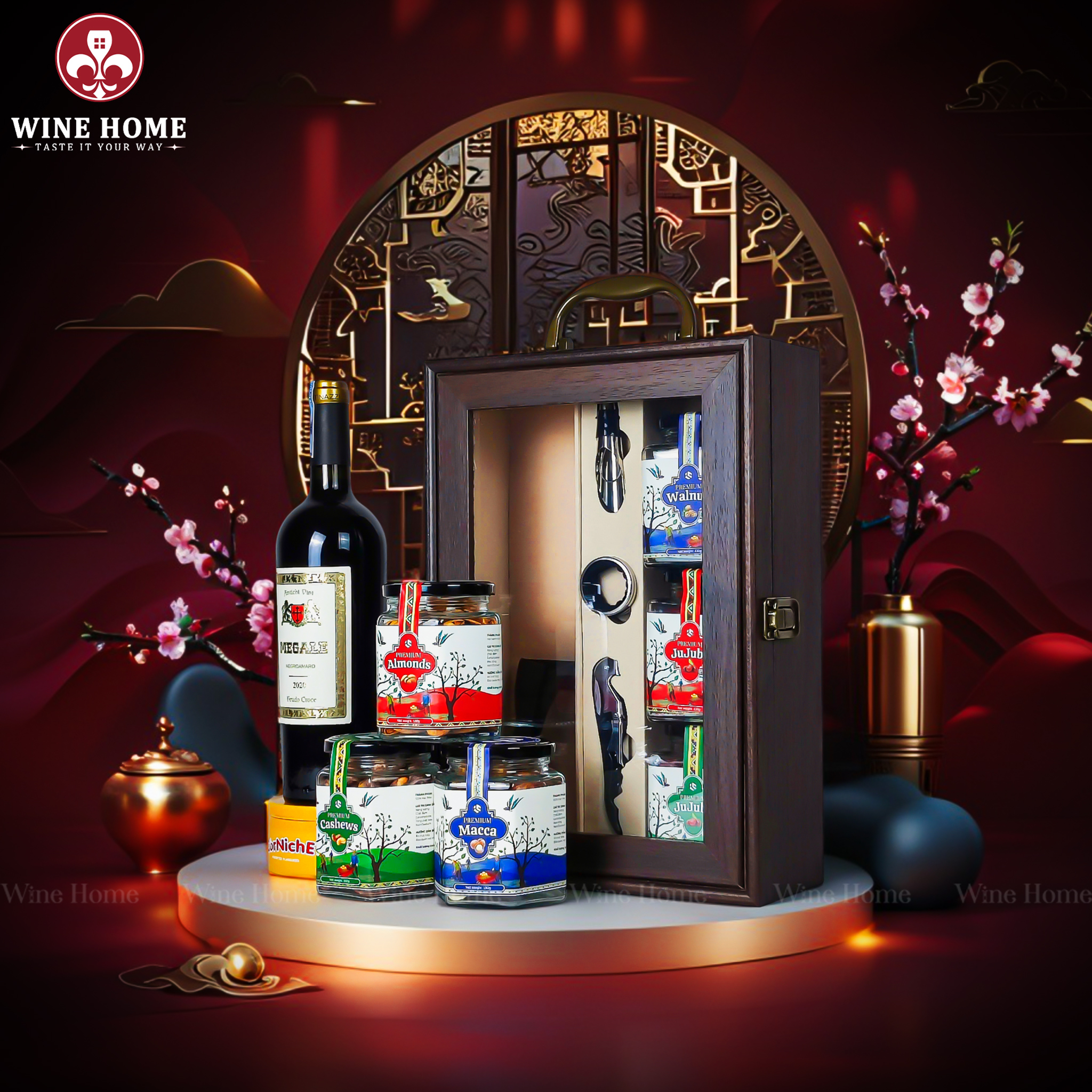 Hộp Quà Tết 2026 - Quà Tặng Doanh Nghiệp Cao Cấp Hộp Quà Tết 2026 Hộp Gỗ Sơn Mài Mặt Kính 04