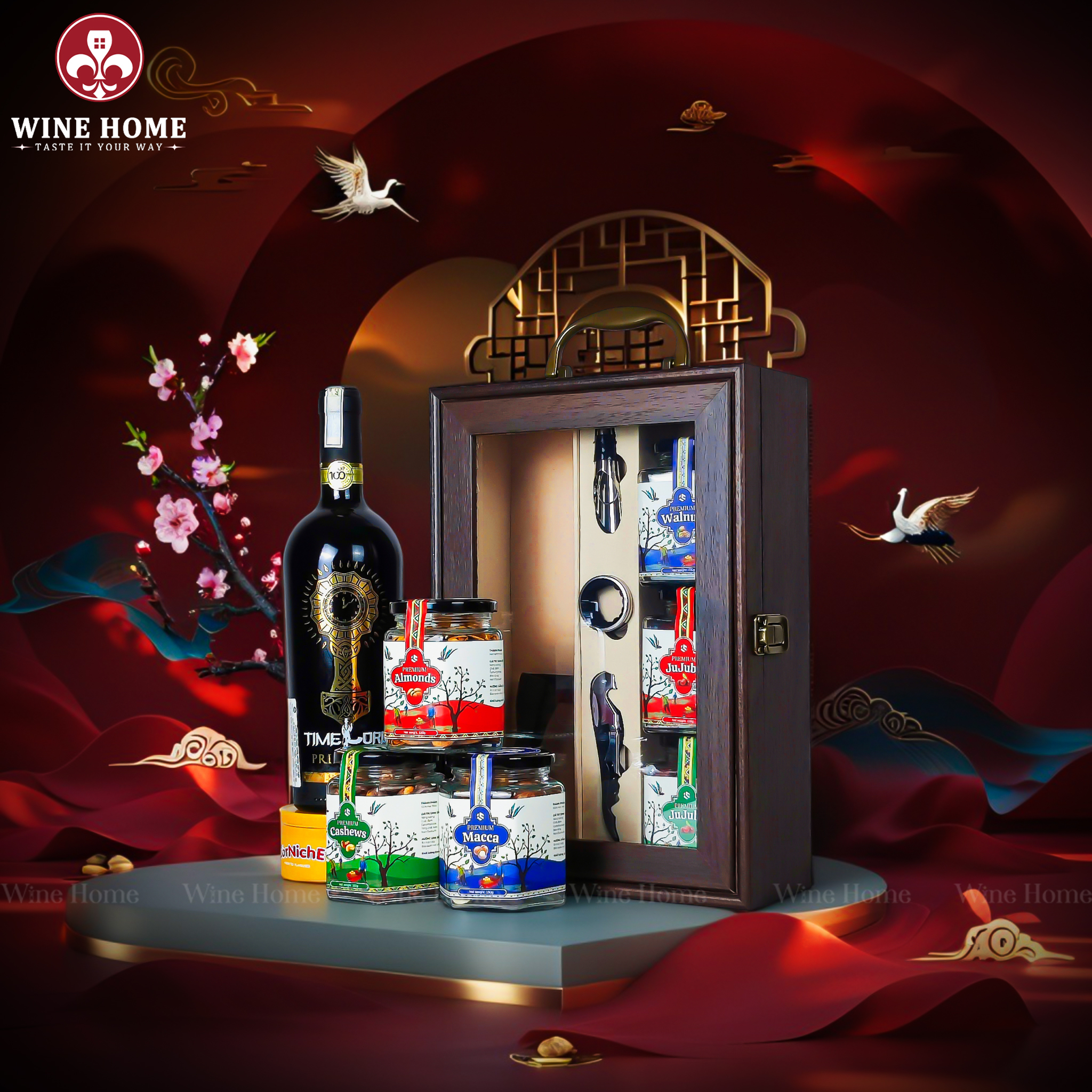 Hộp Quà Tết 2026 - Quà Tặng Doanh Nghiệp Cao Cấp Hộp Quà Tết 2026 Hộp Gỗ Sơn Mài Mặt Kính 08