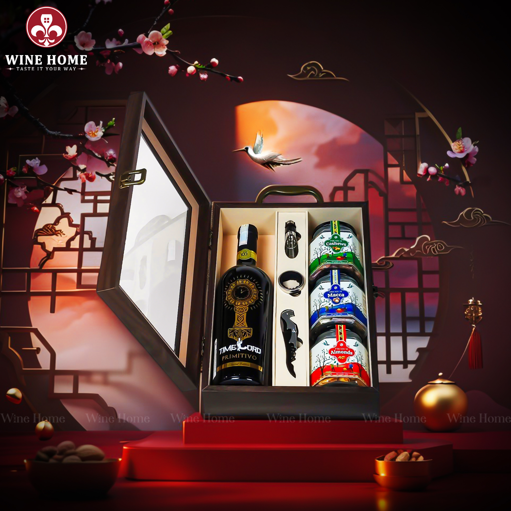 Hộp Quà Tết 2026 - Quà Tặng Doanh Nghiệp Cao Cấp Hộp Quà Tết 2026 Hộp Gỗ Sơn Mài Mặt Kính 08