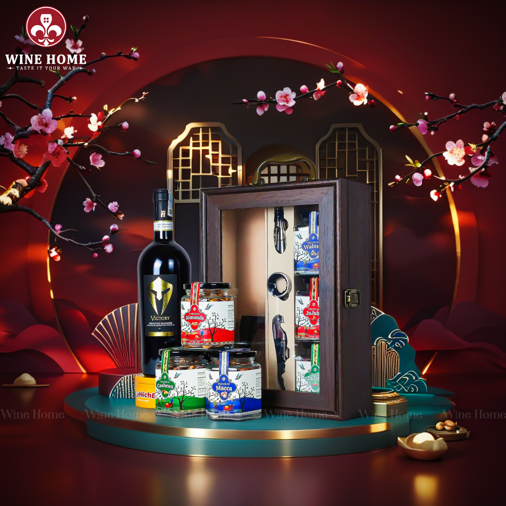 Hộp Quà Tết 2026 - Quà Tặng Doanh Nghiệp Cao Cấp Hộp Quà Tết 2026 Hộp Gỗ Sơn Mài Mặt Kính 07