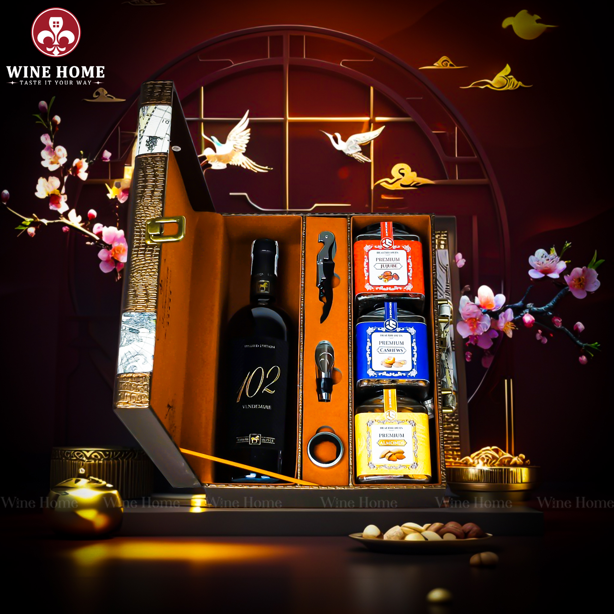 Hộp Quà Tết 2026 - Quà Tặng Doanh Nghiệp Cao Cấp Hộp Quà Tết 2026 Hộp Da Vali Họa Tiết Vô Lăng 08