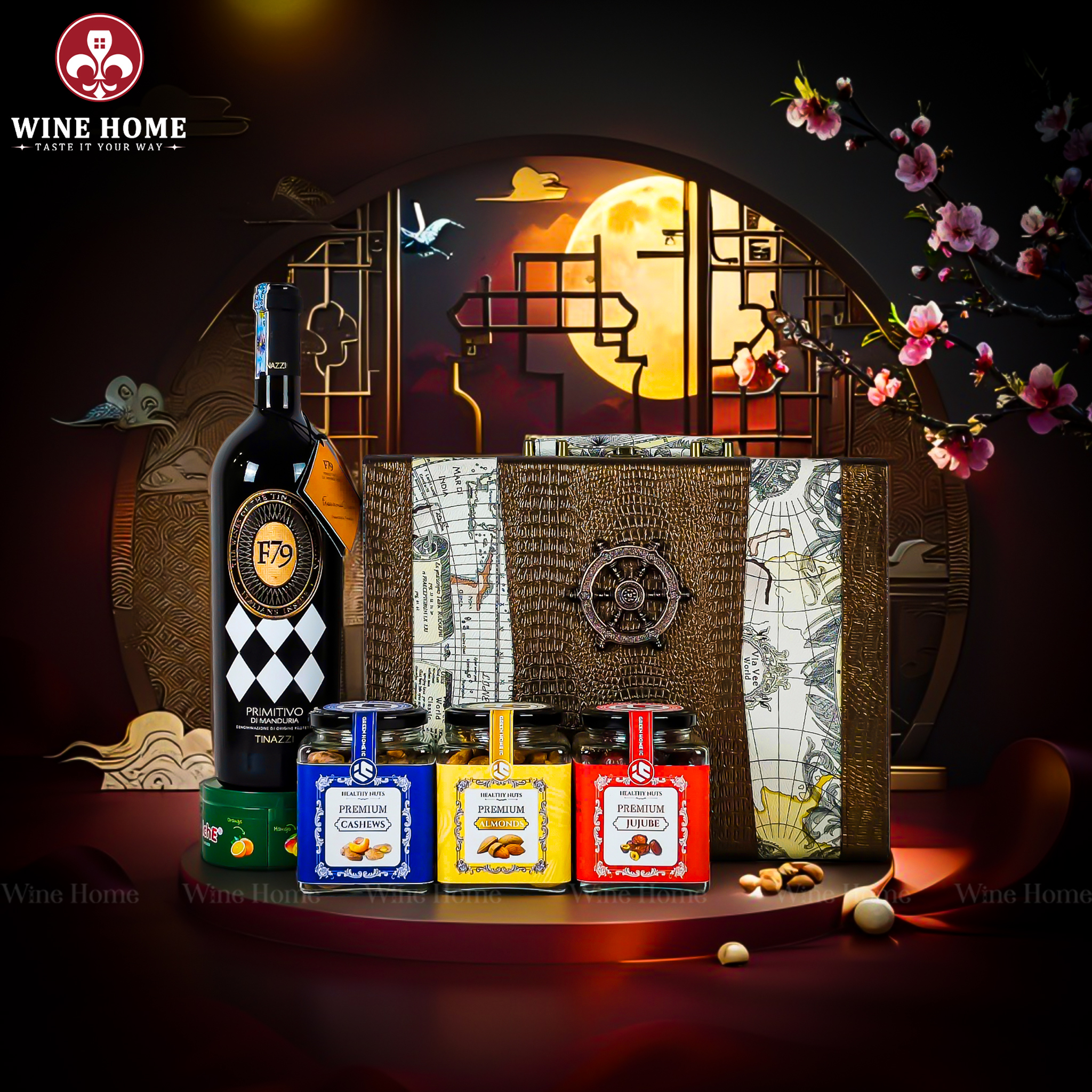 Hộp Quà Tết 2026 - Quà Tặng Doanh Nghiệp Cao Cấp Hộp Quà Tết 2026 Hộp Da Vali Họa Tiết Vô Lăng 09