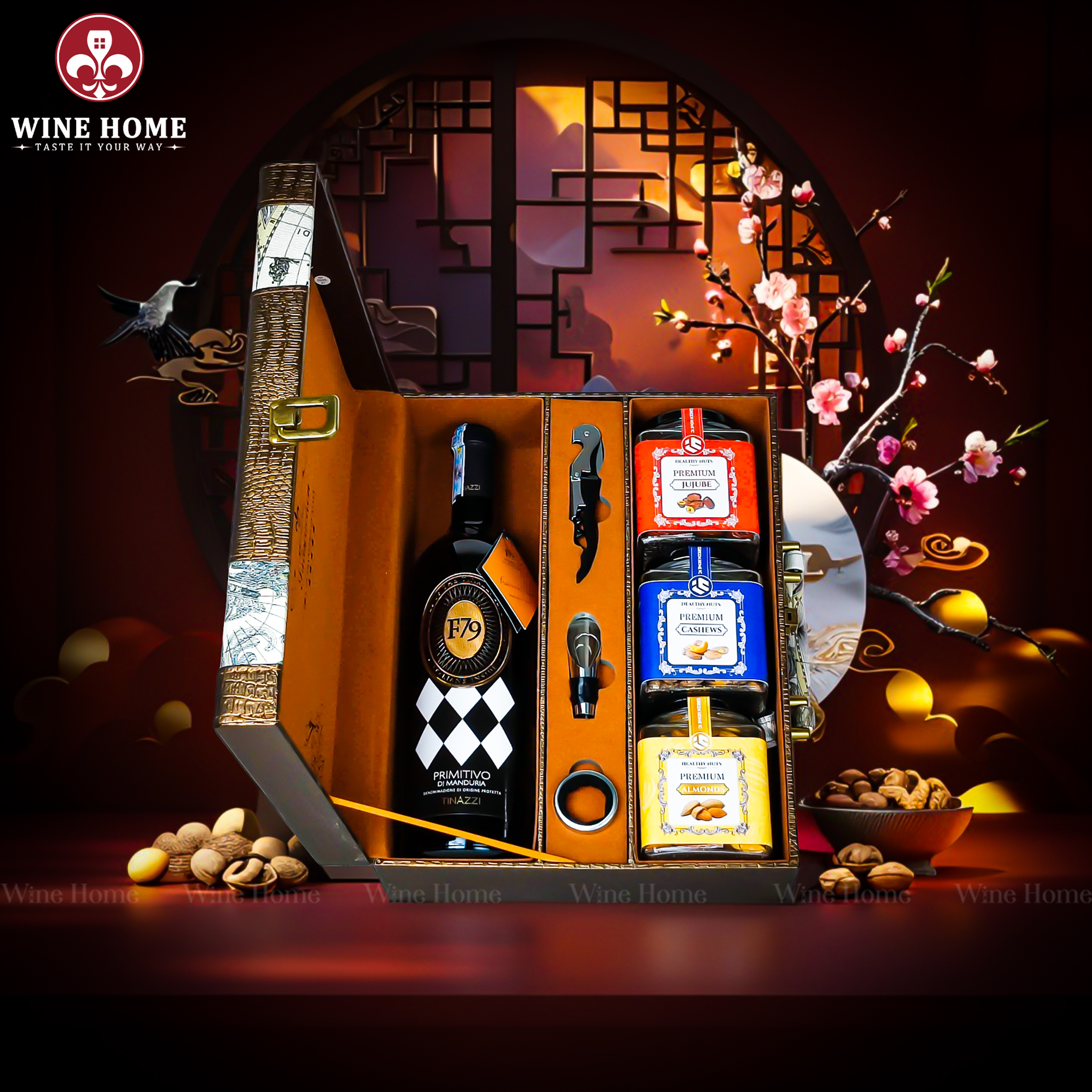 Hộp Quà Tết 2026 - Quà Tặng Doanh Nghiệp Cao Cấp Hộp Quà Tết 2026 Hộp Da Vali Họa Tiết Vô Lăng 09