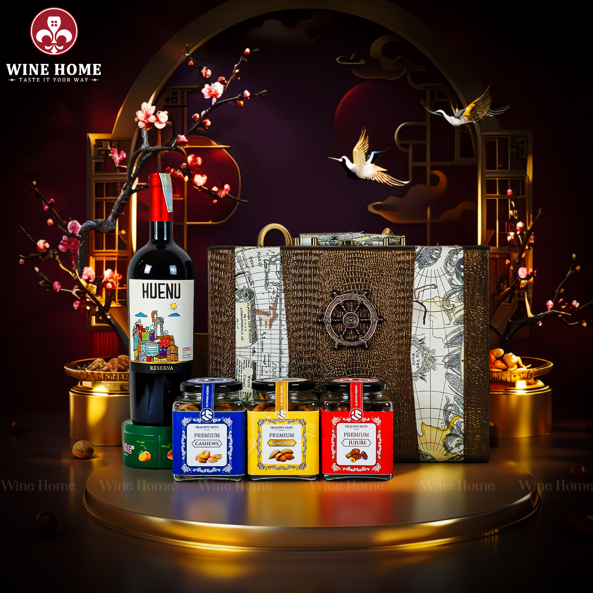 Hộp Quà Tết 2026 - Quà Tặng Doanh Nghiệp Cao Cấp Hộp Quà Tết 2026 Hộp Da Vali Họa Tiết Vô Lăng 05