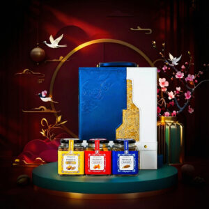 Hộp Quà Tết 2026 Hộp Da Xanh Quai Xách Dọc