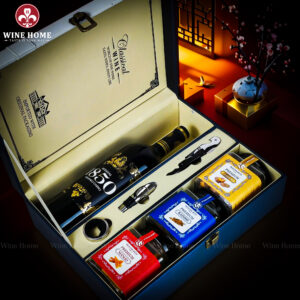 Hộp Quà Tết 2026 Hộp Da Xanh Quai Xách Dọc 01