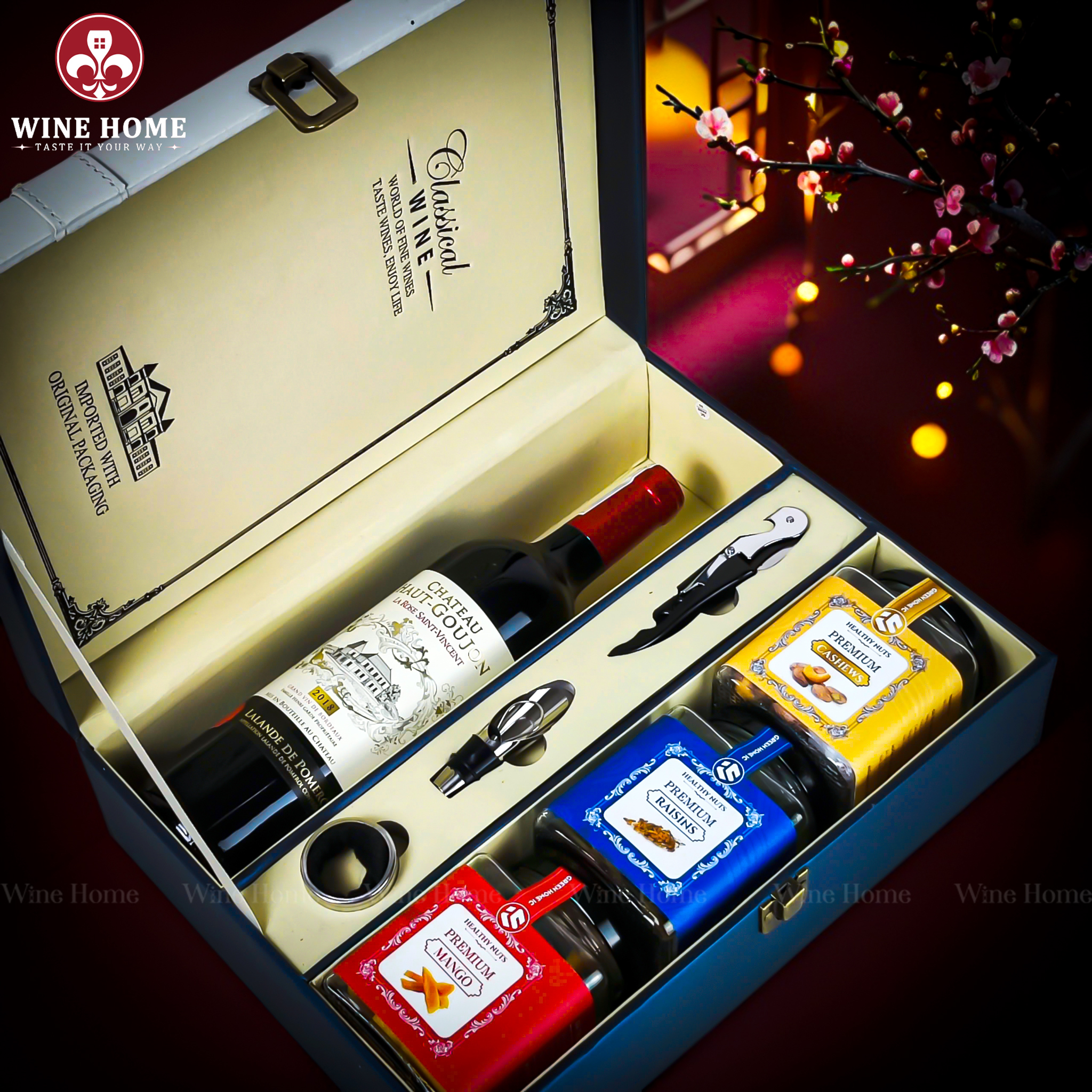 Hộp Quà Tết 2026 - Quà Tặng Doanh Nghiệp Cao Cấp Hộp Quà Tết 2026 Hộp Da Xanh Quai Xách Dọc 04