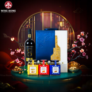 Hộp Quà Tết 2026 Hộp Da Xanh Quai Xách Dọc 05