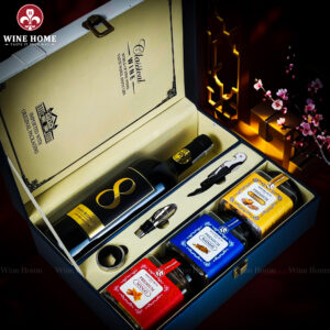 Hộp Quà Tết 2026 Hộp Da Xanh Quai Xách Dọc 05