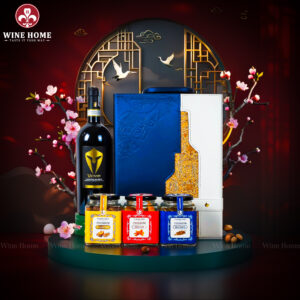 Hộp Quà Tết 2026 Hộp Da Xanh Quai Xách Dọc 02