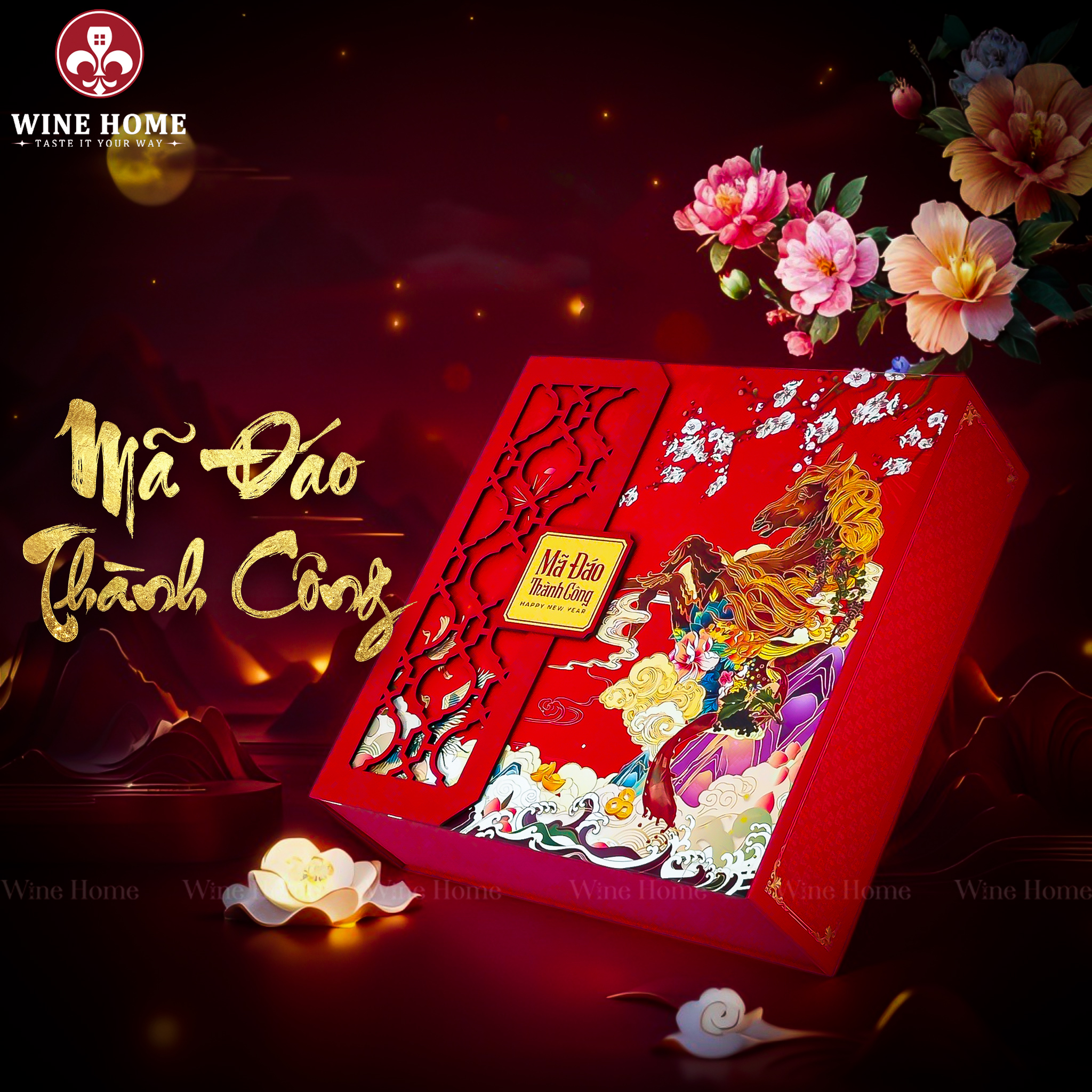 Hộp Quà Tết 2026 - Quà Tặng Doanh Nghiệp Cao Cấp Hộp Quà Tết 2026 Mã Đáo Thành Công Version 3