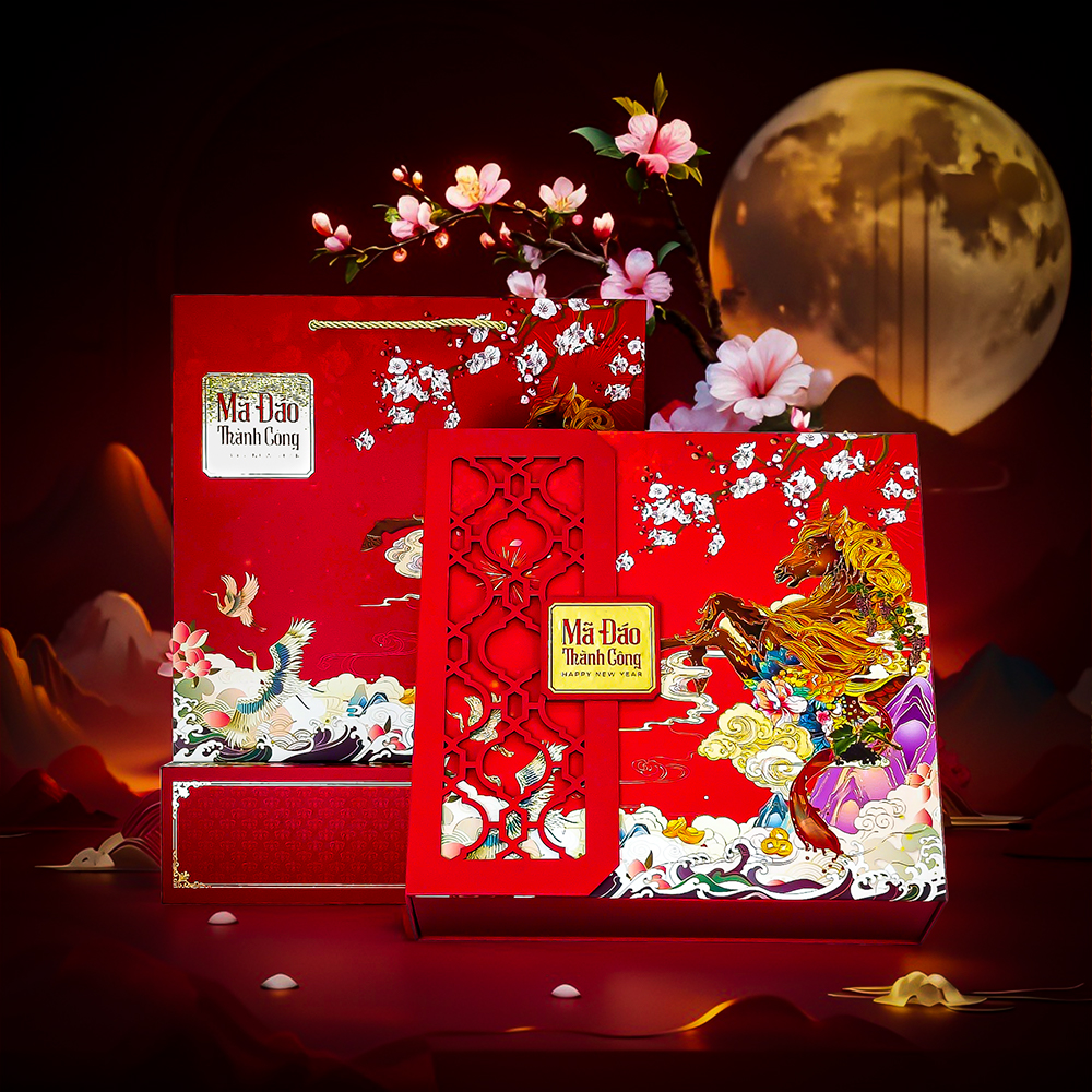 Hộp Quà Tết 2026 - Quà Tặng Doanh Nghiệp Cao Cấp Hộp Quà Tết 2026 Mã Đáo Thành Công Version 3